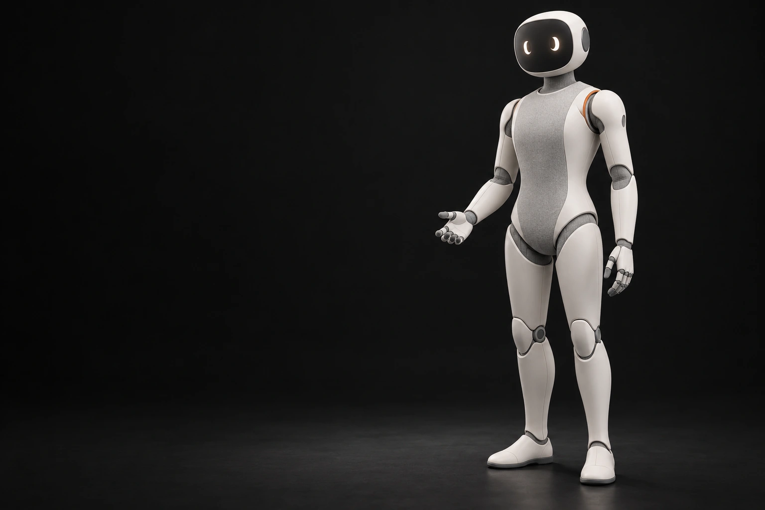 YNOT future home companion concept with soft white surfaces, woven textiles, and a welcoming face